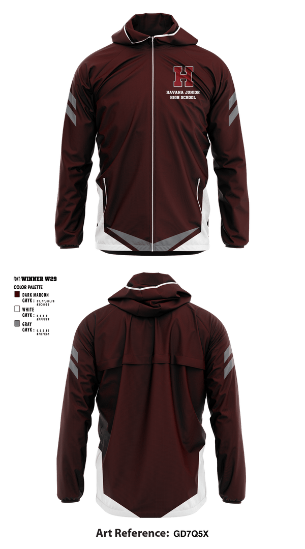 Windbreaker, Havana Junior High School, Spirit Store, Teamtime, Team time, sublimation, custom sports apparel, team uniforms, spirit wear, spiritwear, sports uniforms, custom shirts, team store, custom team store, fundraiser sports, apparel fundraiser