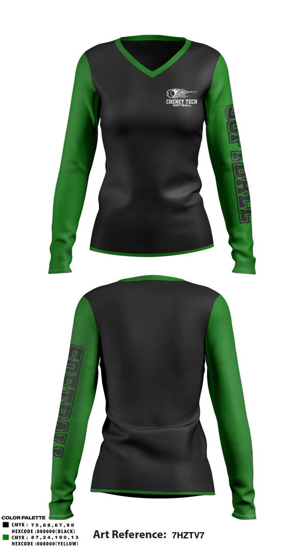 Women's Long Sleeve Vneck Shirt, Howell Cheney Technical High School Softball, Softball, Teamtime, Team time, sublimation, custom sports apparel, team uniforms, spirit wear, spiritwear, sports uniforms, custom shirts, team store, custom team store, fundraiser sports, apparel fundraiser