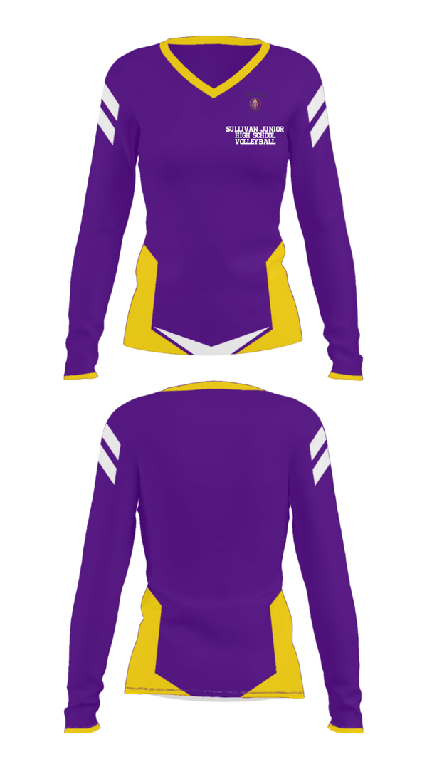Women's Long Sleeve Vneck Shirt, Sullivan Junior High School Volleyball, Women's Volleyball, Teamtime, Team time, sublimation, custom sports apparel, team uniforms, spirit wear, spiritwear, sports uniforms, custom shirts, team store, custom team store, fundraiser sports, apparel fundraiser