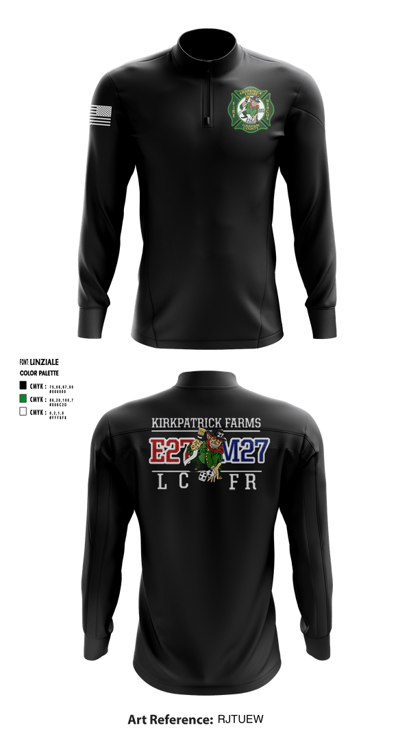 Quarter Zip Jacket, Kirkpatrick Farms Loudoun CO, Fire Department, Teamtime, Team time, sublimation, custom sports apparel, team uniforms, spirit wear, spiritwear, sports uniforms, custom shirts, team store, custom team store, fundraiser sports, apparel fundraiser