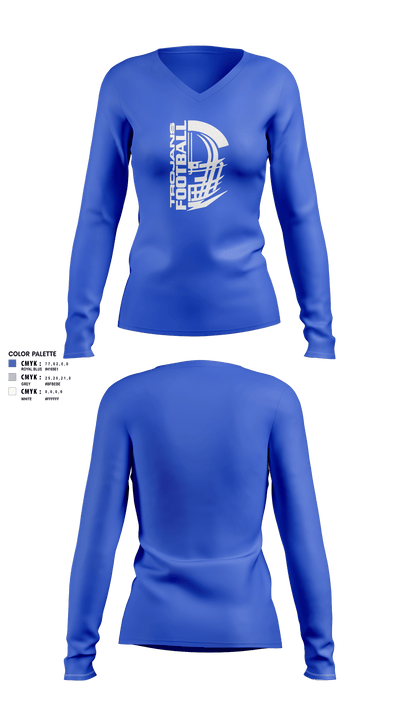 Orland Jr Trojans Football 79293862 Women's Long Sleeve V-neck Shirt - 2