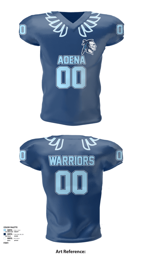 Football Jersey, Adena Warriors Football, Football, Teamtime, Team time, sublimation, custom sports apparel, team uniforms, spirit wear, spiritwear, sports uniforms, custom shirts, team store, custom team store, fundraiser sports, apparel fundraiser