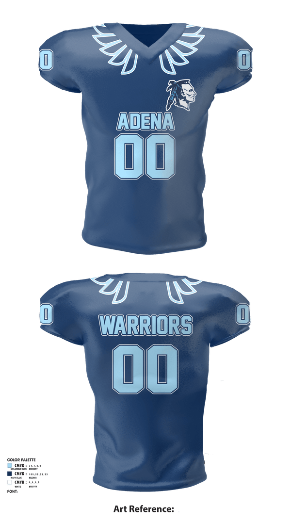 Football Jersey, Adena Warriors Football, Football, Teamtime, Team time, sublimation, custom sports apparel, team uniforms, spirit wear, spiritwear, sports uniforms, custom shirts, team store, custom team store, fundraiser sports, apparel fundraiser