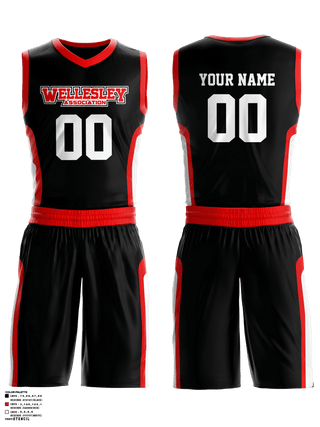 Basketball Uniform, Wellesley Youth Basketball Association, Men's Basketball, Teamtime, Team time, sublimation, custom sports apparel, team uniforms, spirit wear, spiritwear, sports uniforms, custom shirts, team store, custom team store, fundraiser sports, apparel fundraiser