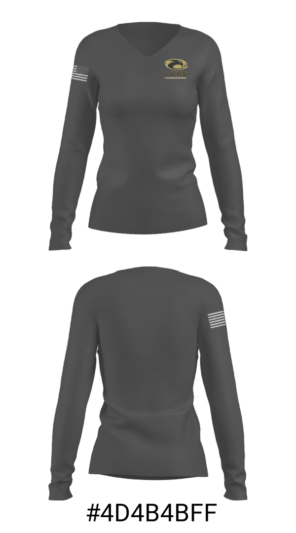 Women's Long Sleeve Vneck Shirt, Prairieview School Cheer, Cheer, Teamtime, Team time, sublimation, custom sports apparel, team uniforms, spirit wear, spiritwear, sports uniforms, custom shirts, team store, custom team store, fundraiser sports, apparel fundraiser