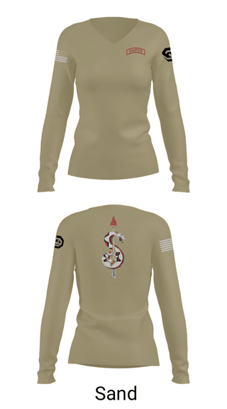 Women's Long Sleeve Vneck Shirt, , Army, Teamtime, Team time, sublimation, custom sports apparel, team uniforms, spirit wear, spiritwear, sports uniforms, custom shirts, team store, custom team store, fundraiser sports, apparel fundraiser