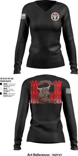 Women's Long Sleeve Vneck Shirt, B Co 70th BEB937th CEC-A, , Teamtime, Team time, sublimation, custom sports apparel, team uniforms, spirit wear, spiritwear, sports uniforms, custom shirts, team store, custom team store, fundraiser sports, apparel fundraiser