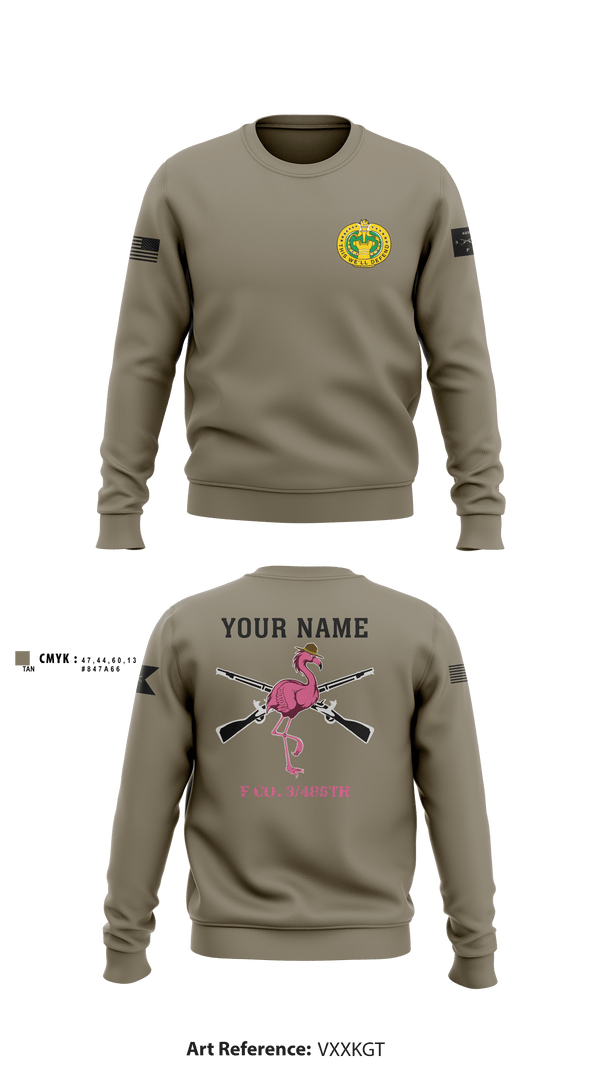 Crew Neck Sweatshirt, Flamingo Co F 3/485 IN, Army, Teamtime, Team time, sublimation, custom sports apparel, team uniforms, spirit wear, spiritwear, sports uniforms, custom shirts, team store, custom team store, fundraiser sports, apparel fundraiser