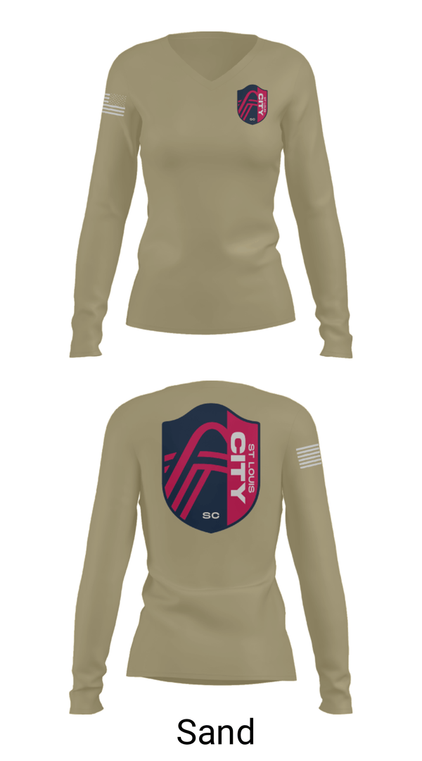 Women's Long Sleeve Vneck Shirt, , Army, Teamtime, Team time, sublimation, custom sports apparel, team uniforms, spirit wear, spiritwear, sports uniforms, custom shirts, team store, custom team store, fundraiser sports, apparel fundraiser