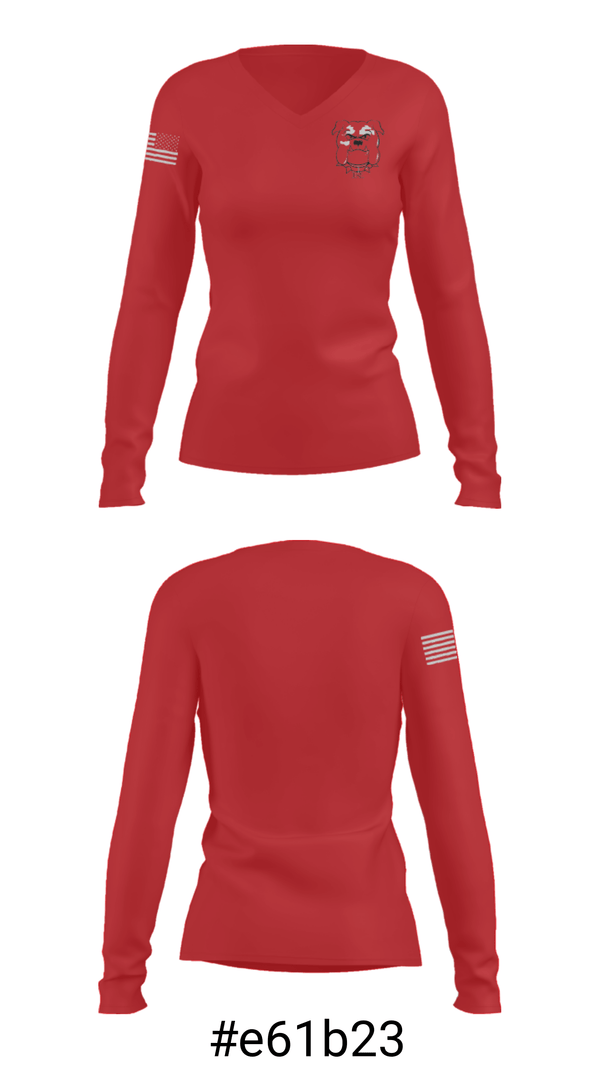 Women's Long Sleeve Vneck Shirt, Romeo High School Golf, Golf, Teamtime, Team time, sublimation, custom sports apparel, team uniforms, spirit wear, spiritwear, sports uniforms, custom shirts, team store, custom team store, fundraiser sports, apparel fundraiser
