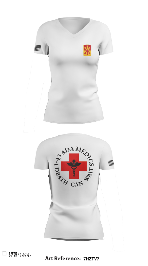 Women's Short Sleeve Vneck Shirt, Medics, 1-43 ADA, Army, Teamtime, Team time, sublimation, custom sports apparel, team uniforms, spirit wear, spiritwear, sports uniforms, custom shirts, team store, custom team store, fundraiser sports, apparel fundraiser