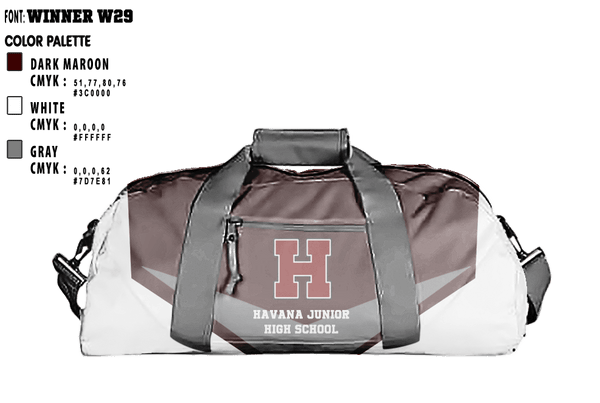 Duffle Bag, Havana Junior High School, Spirit Store, Teamtime, Team time, sublimation, custom sports apparel, team uniforms, spirit wear, spiritwear, sports uniforms, custom shirts, team store, custom team store, fundraiser sports, apparel fundraiser