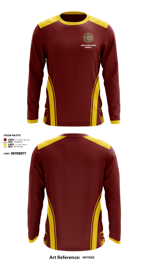 Long Sleeve Performance Shirt, Lincoln High School Baseball, Baseball, Teamtime, Team time, sublimation, custom sports apparel, team uniforms, spirit wear, spiritwear, sports uniforms, custom shirts, team store, custom team store, fundraiser sports, apparel fundraiser