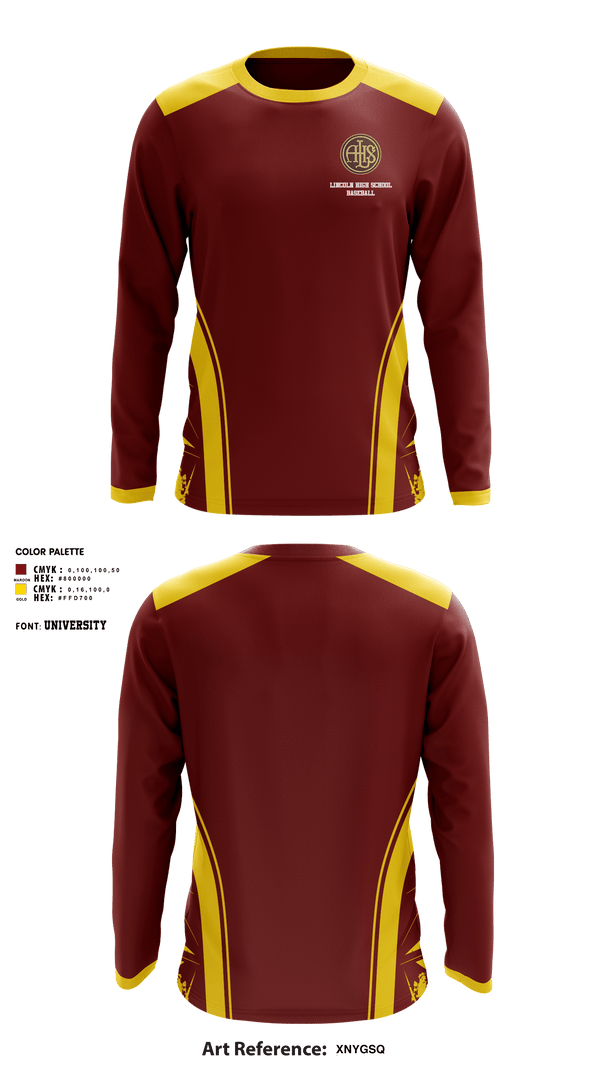 Long Sleeve Performance Shirt, Lincoln High School Baseball, Baseball, Teamtime, Team time, sublimation, custom sports apparel, team uniforms, spirit wear, spiritwear, sports uniforms, custom shirts, team store, custom team store, fundraiser sports, apparel fundraiser