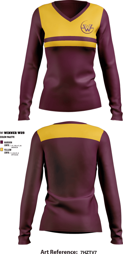 Windsor Middle School 97060189 Women's Long Sleeve V-neck Shirt - 1