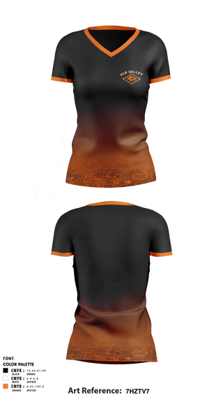 Women's Short Sleeve Vneck Shirt, Elk Valley Senior High School, Spirit Store, Teamtime, Team time, sublimation, custom sports apparel, team uniforms, spirit wear, spiritwear, sports uniforms, custom shirts, team store, custom team store, fundraiser sports, apparel fundraiser