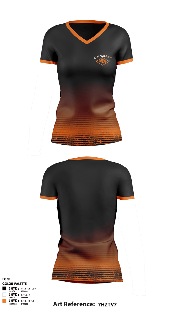 Women's Short Sleeve Vneck Shirt, Elk Valley Senior High School, Spirit Store, Teamtime, Team time, sublimation, custom sports apparel, team uniforms, spirit wear, spiritwear, sports uniforms, custom shirts, team store, custom team store, fundraiser sports, apparel fundraiser