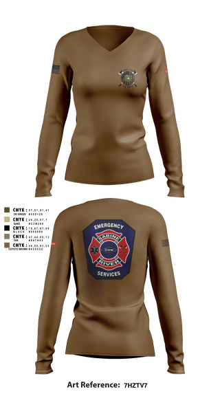 Women's Long Sleeve Vneck Shirt, , Fire Department, Teamtime, Team time, sublimation, custom sports apparel, team uniforms, spirit wear, spiritwear, sports uniforms, custom shirts, team store, custom team store, fundraiser sports, apparel fundraiser