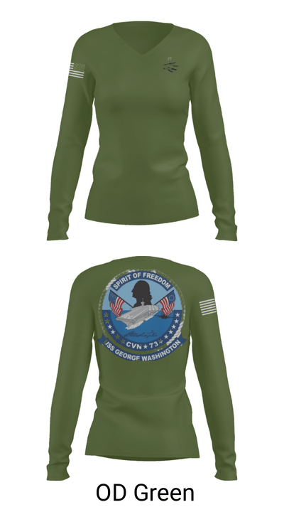 USS GEORGE WASHINGTON INFORMATION TECHNICIANS 62071140 Women's Long Sleeve V-neck Shirt - 40