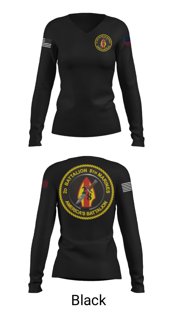Women's Long Sleeve Vneck Shirt, , Marines, Teamtime, Team time, sublimation, custom sports apparel, team uniforms, spirit wear, spiritwear, sports uniforms, custom shirts, team store, custom team store, fundraiser sports, apparel fundraiser