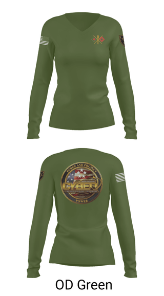 Women's Long Sleeve Vneck Shirt, , Army, Teamtime, Team time, sublimation, custom sports apparel, team uniforms, spirit wear, spiritwear, sports uniforms, custom shirts, team store, custom team store, fundraiser sports, apparel fundraiser