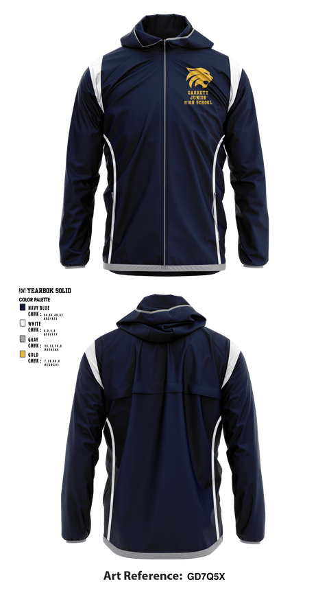 Windbreaker, Garrett Junior High School, Spirit Store, Teamtime, Team time, sublimation, custom sports apparel, team uniforms, spirit wear, spiritwear, sports uniforms, custom shirts, team store, custom team store, fundraiser sports, apparel fundraiser
