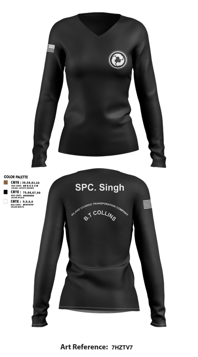 227TH ICTC 58487744 Women's Long Sleeve V-neck Shirt - 3