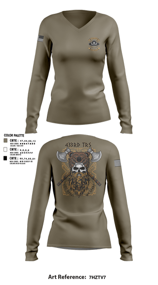 Women's Long Sleeve Vneck Shirt, 433 TRS, Air Force, Teamtime, Team time, sublimation, custom sports apparel, team uniforms, spirit wear, spiritwear, sports uniforms, custom shirts, team store, custom team store, fundraiser sports, apparel fundraiser