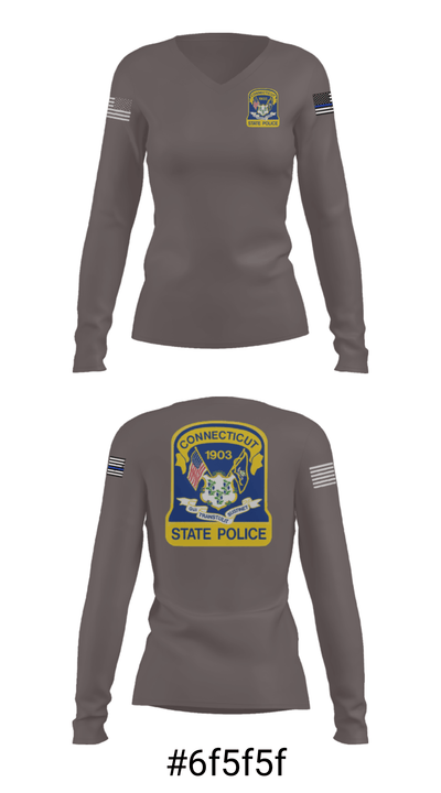 Connecticut State Police 53595968 Women's Long Sleeve V-neck Shirt - 37