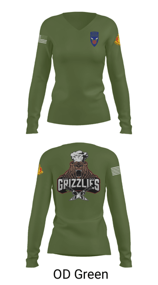 Women's Long Sleeve Vneck Shirt, , Army, Teamtime, Team time, sublimation, custom sports apparel, team uniforms, spirit wear, spiritwear, sports uniforms, custom shirts, team store, custom team store, fundraiser sports, apparel fundraiser
