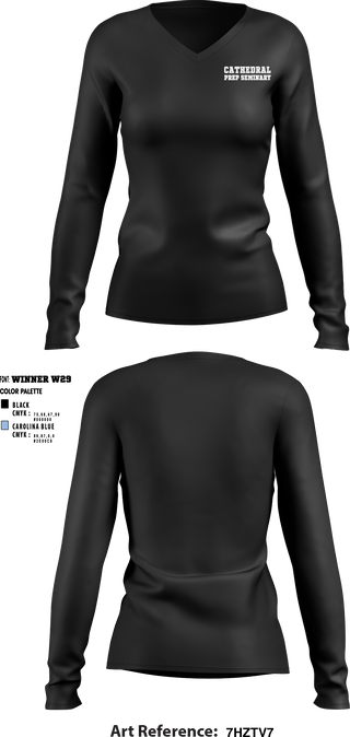 Women's Long Sleeve Vneck Shirt, Cathedral Prep Seminary, Spirit Store, Teamtime, Team time, sublimation, custom sports apparel, team uniforms, spirit wear, spiritwear, sports uniforms, custom shirts, team store, custom team store, fundraiser sports, apparel fundraiser