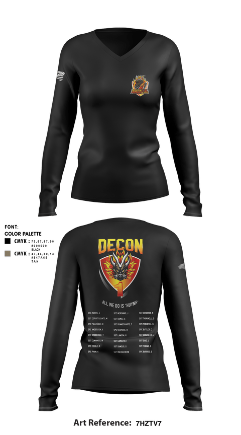Women's Long Sleeve Vneck Shirt, 272 Chemical Company Decon 1, National Guard, Teamtime, Team time, sublimation, custom sports apparel, team uniforms, spirit wear, spiritwear, sports uniforms, custom shirts, team store, custom team store, fundraiser sports, apparel fundraiser