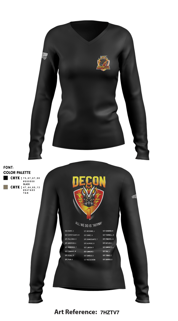 Women's Long Sleeve Vneck Shirt, 272 Chemical Company Decon 1, National Guard, Teamtime, Team time, sublimation, custom sports apparel, team uniforms, spirit wear, spiritwear, sports uniforms, custom shirts, team store, custom team store, fundraiser sports, apparel fundraiser