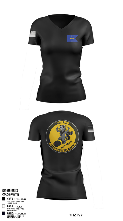 E 501st 1 AD, CAB AVMX 41273123 Women's Short Sleeve V-neck Shirt - 2