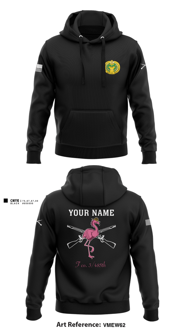 Hoodie, Flamingo Co F 3/485 IN, Army, Teamtime, Team time, sublimation, custom sports apparel, team uniforms, spirit wear, spiritwear, sports uniforms, custom shirts, team store, custom team store, fundraiser sports, apparel fundraiser