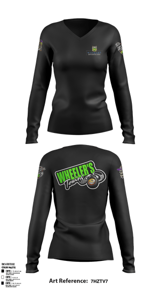 Women's Long Sleeve Vneck Shirt, Wheeler EnterprisesWheeler Enterprises, , Teamtime, Team time, sublimation, custom sports apparel, team uniforms, spirit wear, spiritwear, sports uniforms, custom shirts, team store, custom team store, fundraiser sports, apparel fundraiser