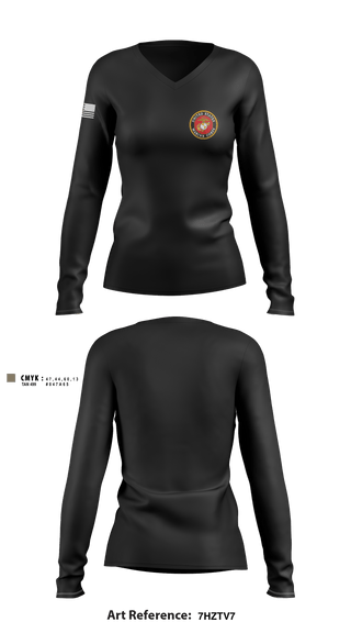Women's Long Sleeve Vneck Shirt, 3rd Battalion 6th Marines Kilo Company, Marines, Teamtime, Team time, sublimation, custom sports apparel, team uniforms, spirit wear, spiritwear, sports uniforms, custom shirts, team store, custom team store, fundraiser sports, apparel fundraiser