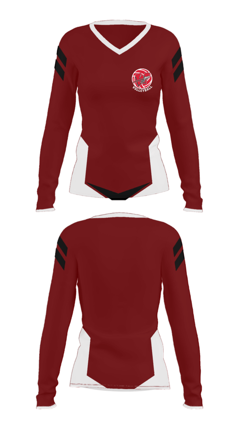 Women's Long Sleeve Vneck Shirt, Warrenton R-3 High School Volleyball, Men's Volleyball, Teamtime, Team time, sublimation, custom sports apparel, team uniforms, spirit wear, spiritwear, sports uniforms, custom shirts, team store, custom team store, fundraiser sports, apparel fundraiser