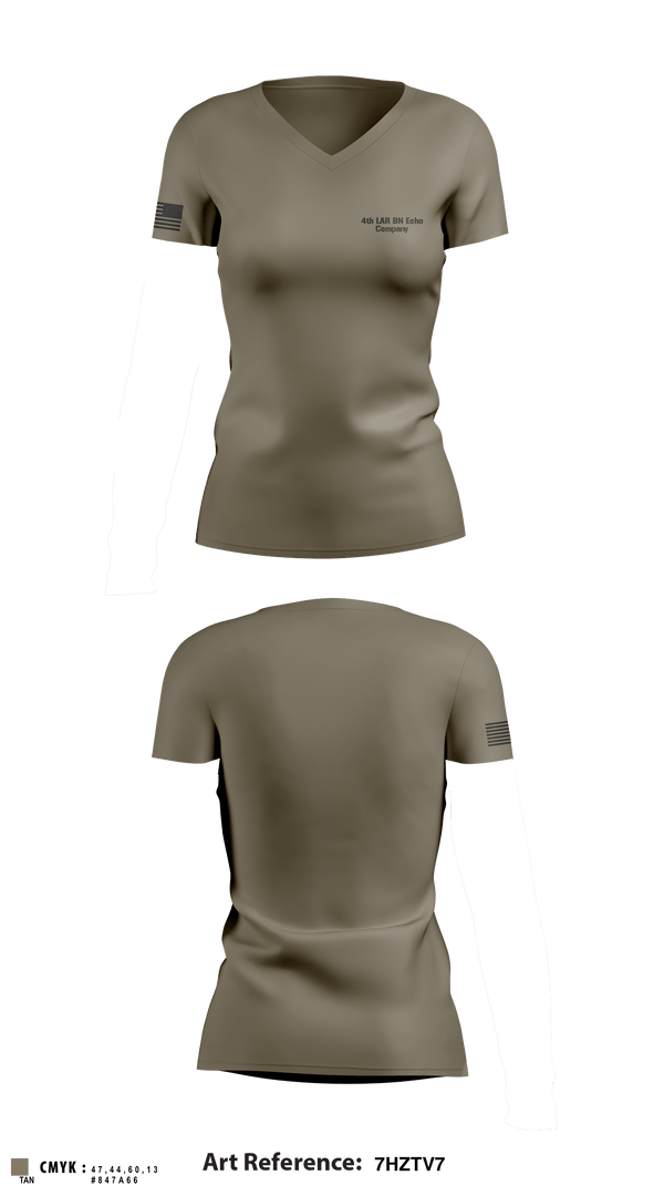 Women's Short Sleeve Vneck Shirt, 4th LAR BN Echo Company, Marines, Teamtime, Team time, sublimation, custom sports apparel, team uniforms, spirit wear, spiritwear, sports uniforms, custom shirts, team store, custom team store, fundraiser sports, apparel fundraiser