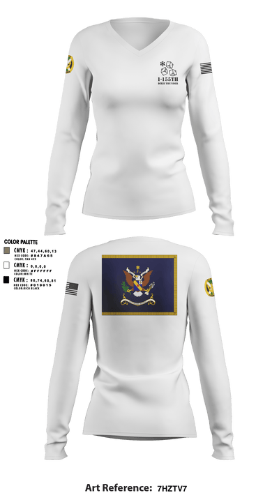 1-155th Dixie Thunder 83572891 Women's Long Sleeve V-neck Shirt - 2