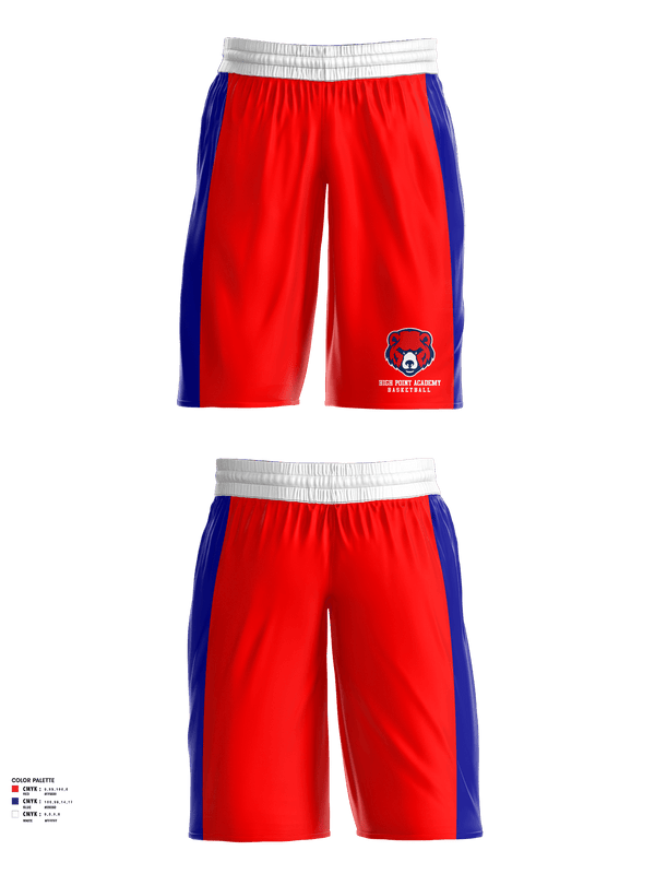 Mens Basketball Shorts, High Point Academy Basketball, Men's Basketball, Teamtime, Team time, sublimation, custom sports apparel, team uniforms, spirit wear, spiritwear, sports uniforms, custom shirts, team store, custom team store, fundraiser sports, apparel fundraiser