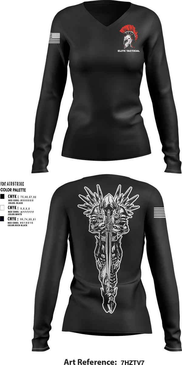 Women's Long Sleeve Vneck Shirt, Elite Tactical, , Teamtime, Team time, sublimation, custom sports apparel, team uniforms, spirit wear, spiritwear, sports uniforms, custom shirts, team store, custom team store, fundraiser sports, apparel fundraiser