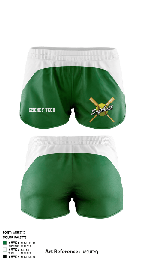 Women's Shorts, Cheney Tech, Softball, Teamtime, Team time, sublimation, custom sports apparel, team uniforms, spirit wear, spiritwear, sports uniforms, custom shirts, team store, custom team store, fundraiser sports, apparel fundraiser