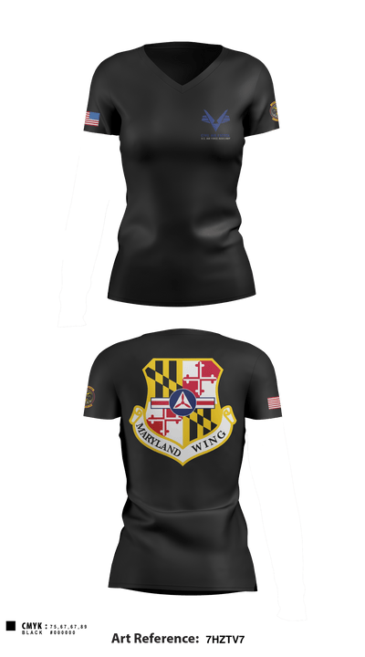 Towson Composite Squadron 17976164 Women's Short Sleeve V-neck Shirt - 1
