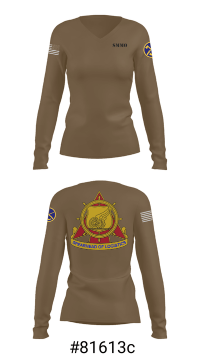 WVARNG Surface Maintenance Management Office 36945793 Women's Long Sleeve V-neck Shirt - 36