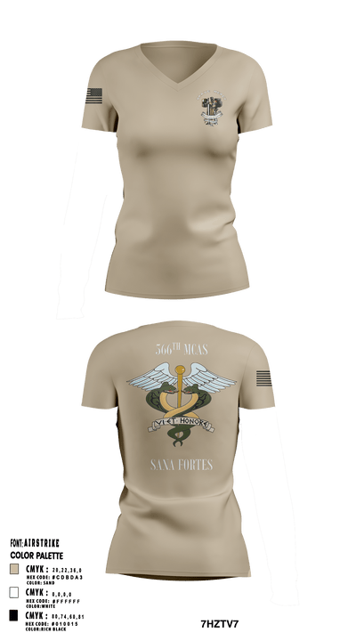 566th MCAS- Army 77440363 Women's Short Sleeve V-neck Shirt - 56