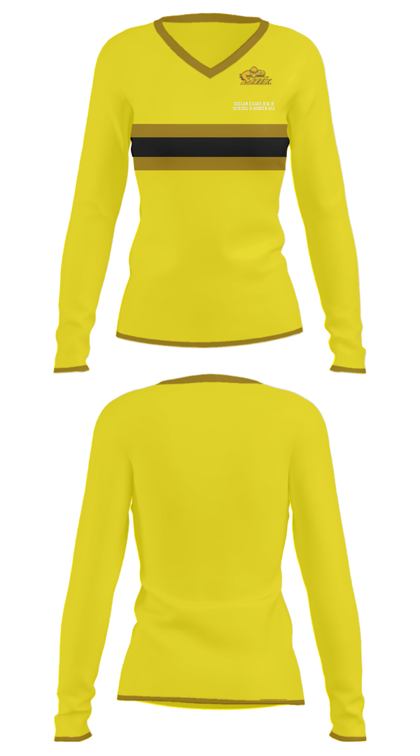 Women's Long Sleeve Vneck Shirt, Zeeland East High School Basketball, Men's Basketball, Teamtime, Team time, sublimation, custom sports apparel, team uniforms, spirit wear, spiritwear, sports uniforms, custom shirts, team store, custom team store, fundraiser sports, apparel fundraiser
