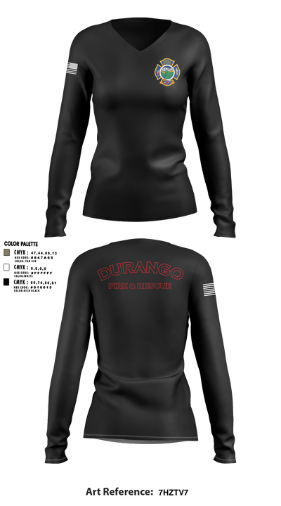 Durango Fire Protection District 71199400 Women's Long Sleeve V-neck Shirt - 3
