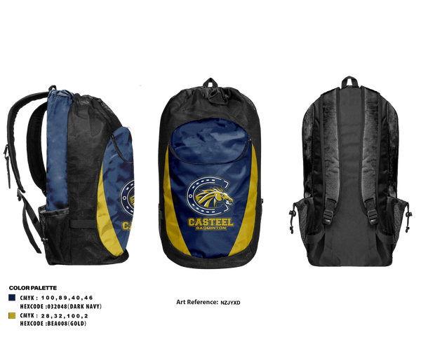Gear Bag, Casteel High School Badminton, Spirit Store, Teamtime, Team time, sublimation, custom sports apparel, team uniforms, spirit wear, spiritwear, sports uniforms, custom shirts, team store, custom team store, fundraiser sports, apparel fundraiser