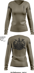 Company D (MI) 227 BEB, HIARNG 54401127 Women's Long Sleeve V-neck Shirt - 9